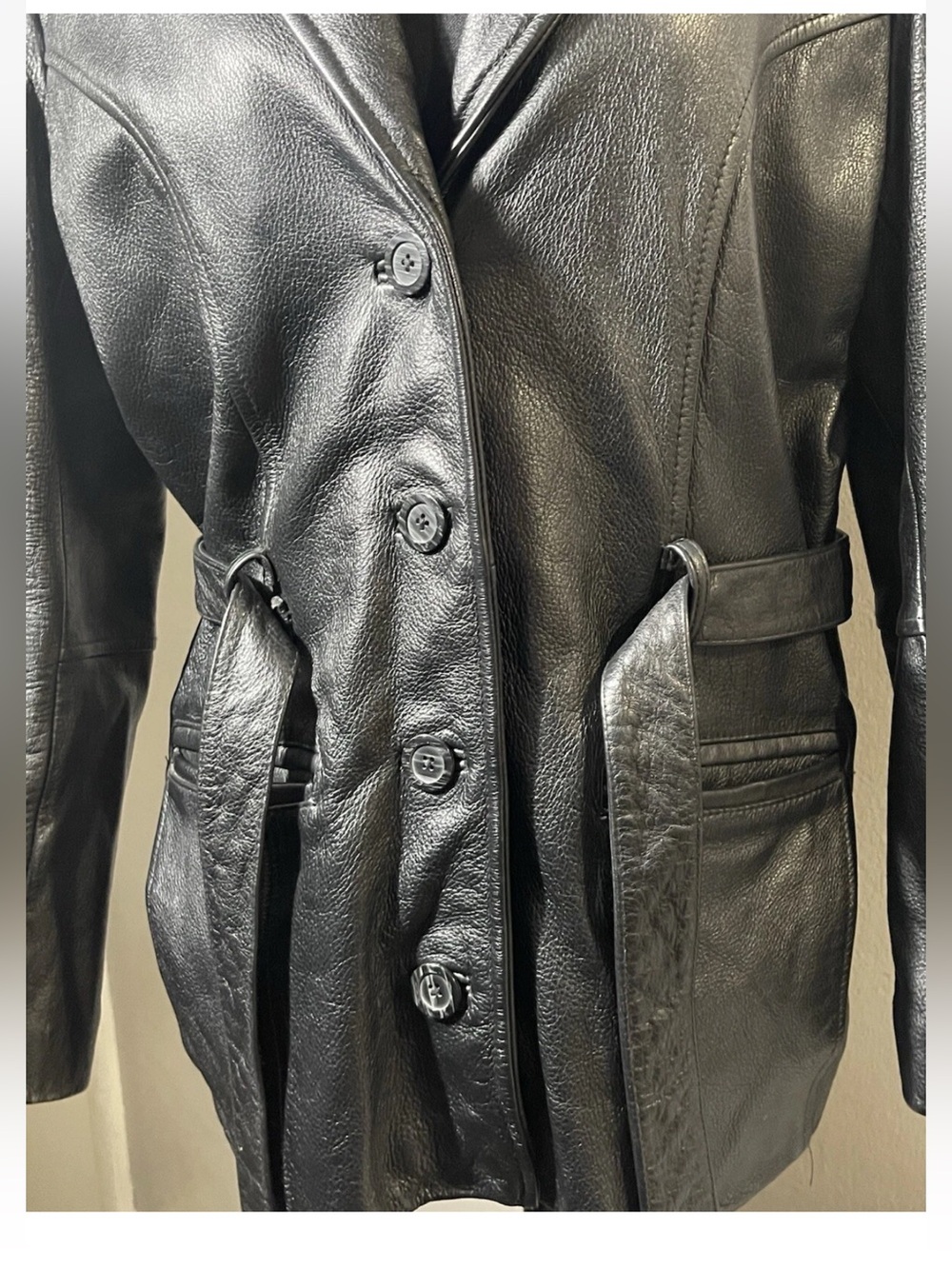 Wilsons Thinsulate Ultra Women Medium Black Leather Jacket Coat Belted Insulated - Picture 8 of 14